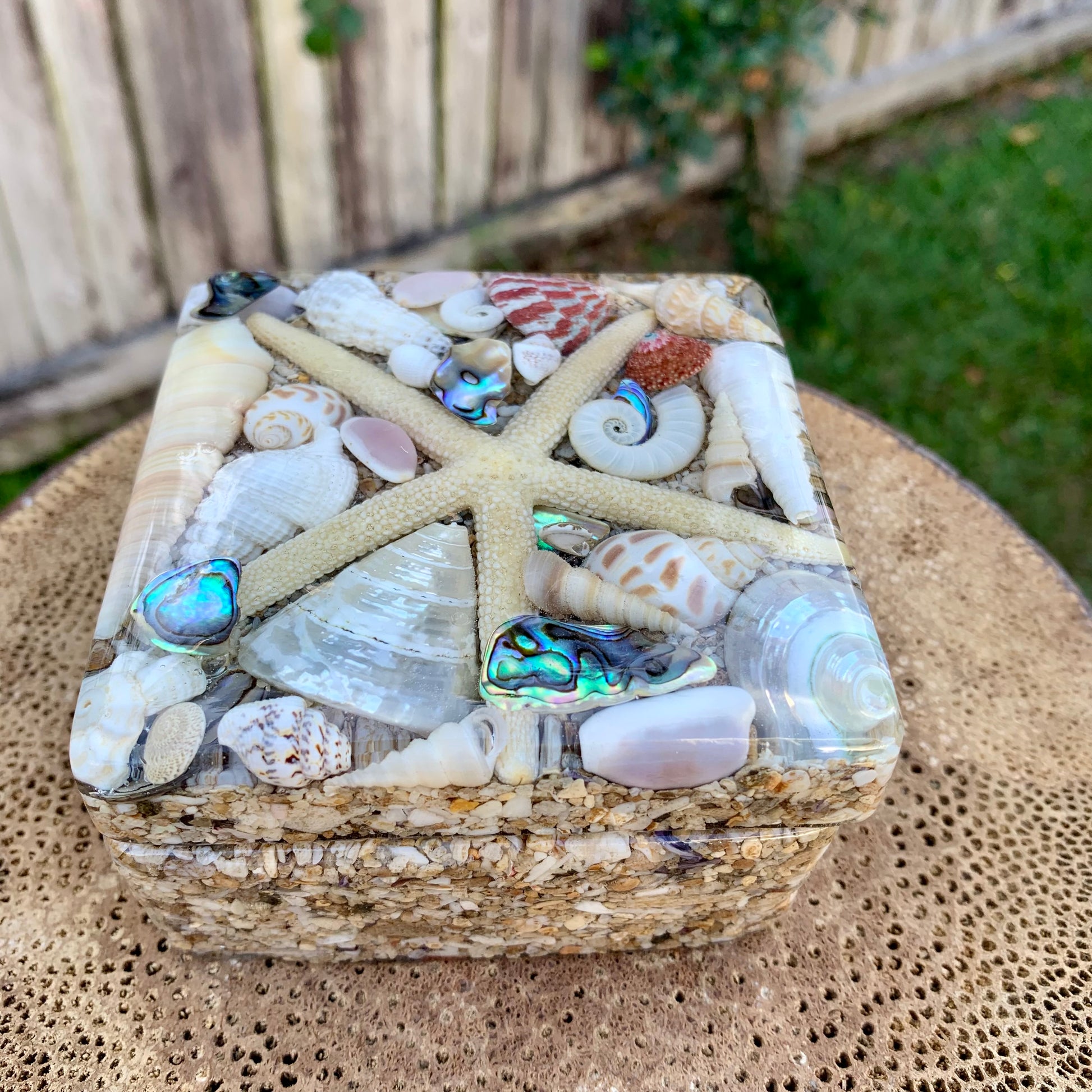 Beautiful resin and starfish jewellery box. 