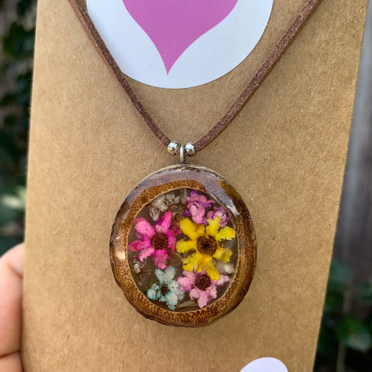 Flower Bamboo Pendant Necklace