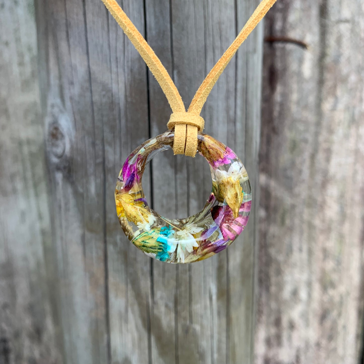 Botanical necklace pendant, real flower resin jewellery 