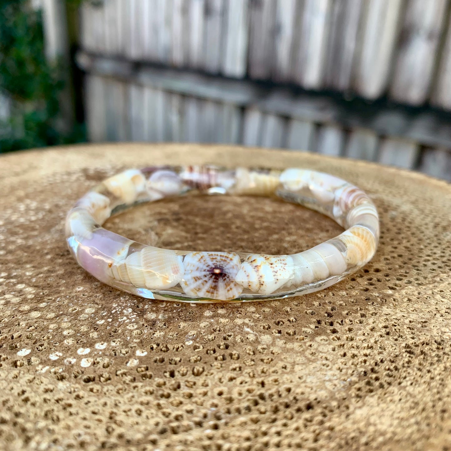 Seashell and resin bangle