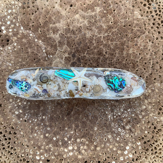 Starfish and shell resin hair clip