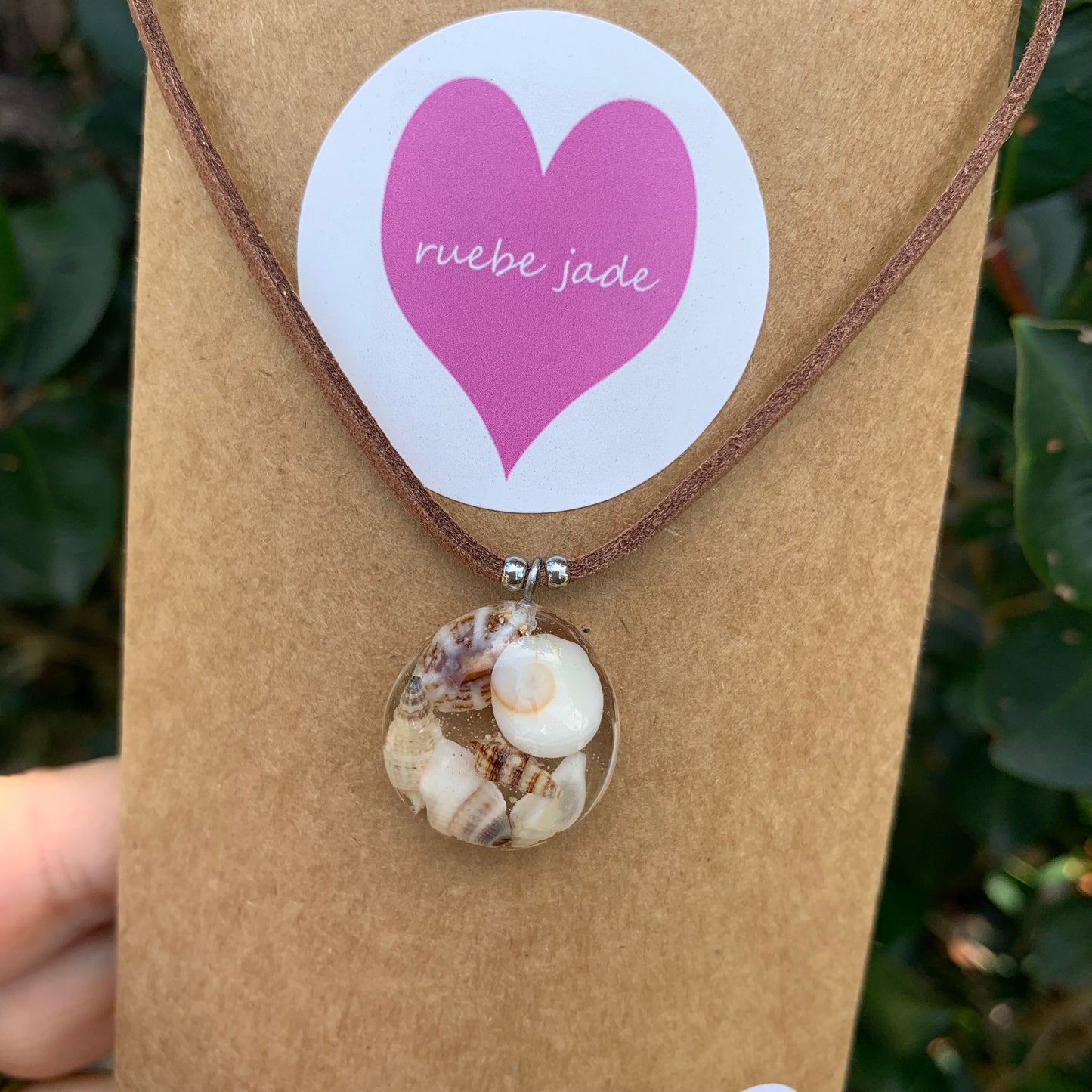 Ocean Pendant Necklace with tiny Seashells