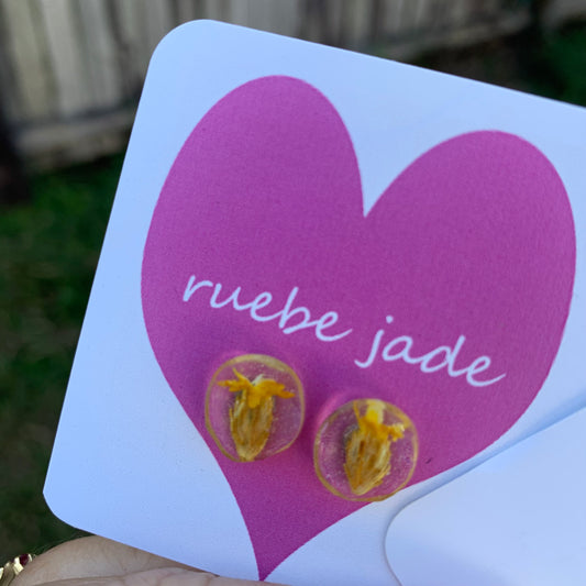 Yellow Daisy Flower Stud Earrings