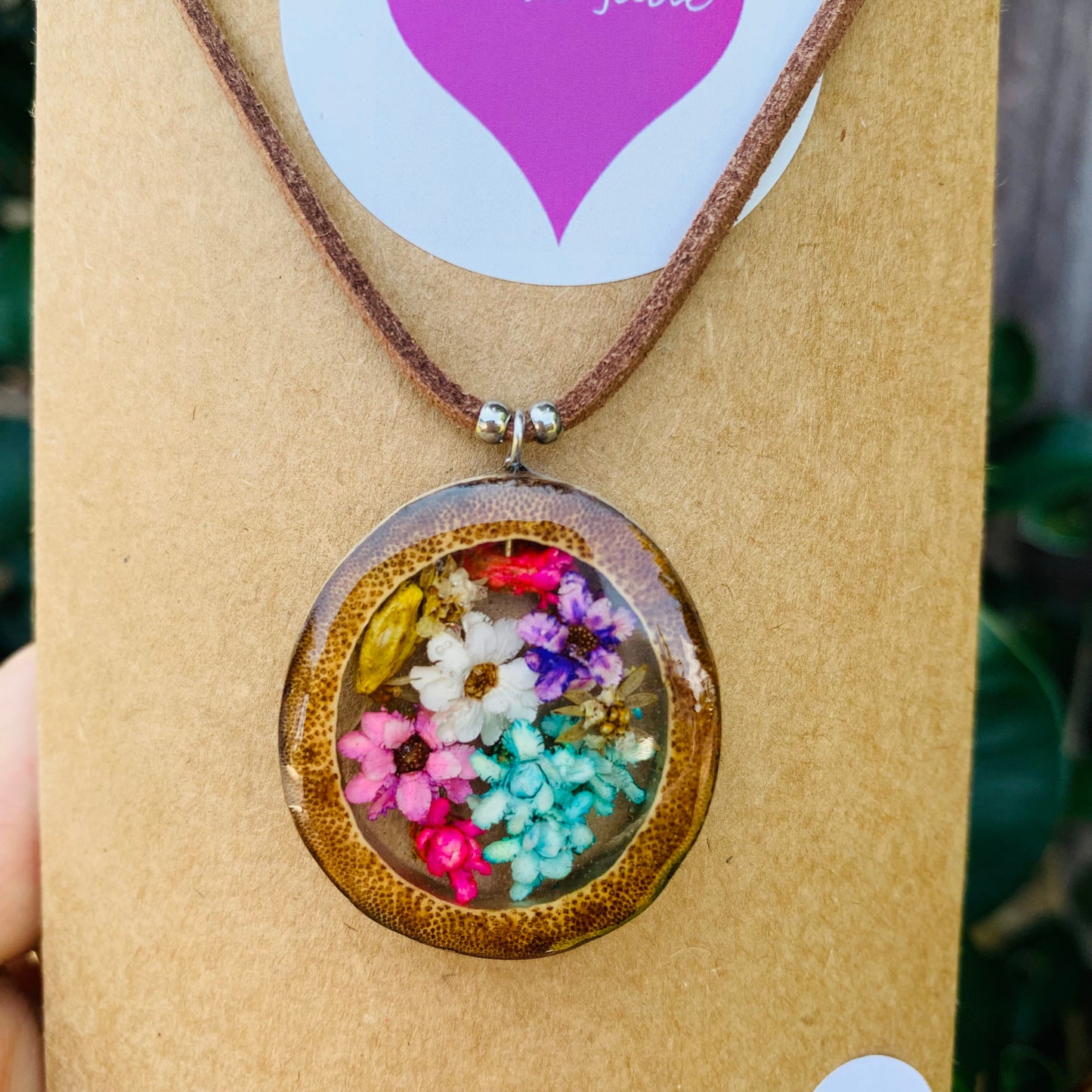 Flower Bamboo Pendant Necklace