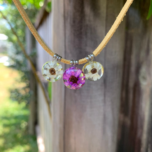 Triple Flower Pendant Necklace